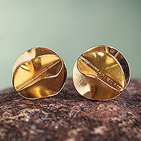 Gold vermeil button earrings,