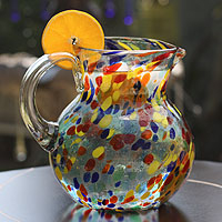 Blown glass pitcher Confetti Mexico