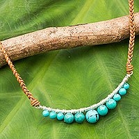 Calcite and leather pendant necklace,