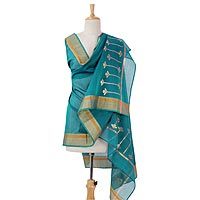 Cotton and silk blend shawl,