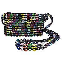 Recycled pop top shoulder bag Rainbow Bright Brazil