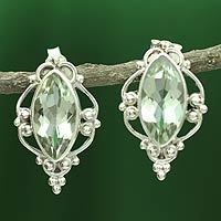 Prasiolite button earrings,
