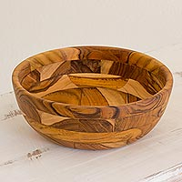 Teak serving bowl Forest Mosaic Guatemala