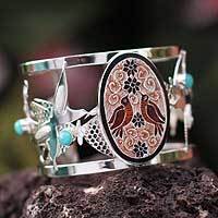 Mate gourd and amazonite cuff bracelet,