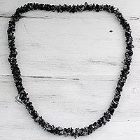 Snowflake obsidian long necklace,