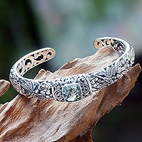 Prasiolite cuff bracelet,