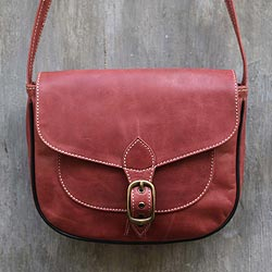 Leather shoulder bag Makassar Brown Indonesia
