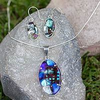 Dichroic art glass jewelry set,