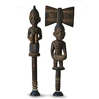 Wood sculptures Yoruba Justice pair Ghana