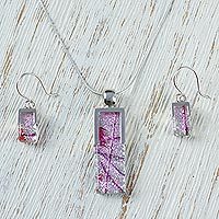 Dichroic art glass jewelry set,