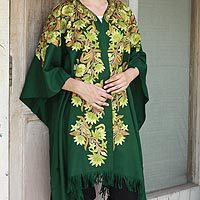 Embroidered wool cape,