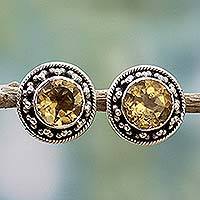 Citrine button earrings,