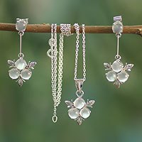Moonstone floral jewelry set,