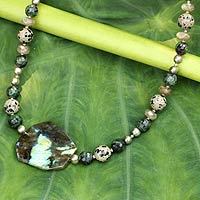 Pearl and labradorite pendant necklace,