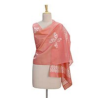 Chanderi cotton and silk blend shawl,