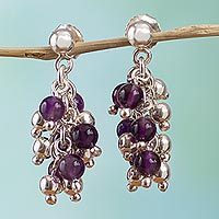 Amethyst cluster earrings,
