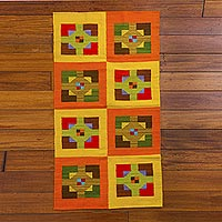 Wool area rug Square and Cross 2x4 Peru