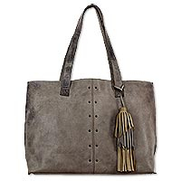 Leather shoulder bag Capacious in Ash Brown Mexico