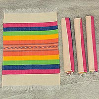 Zapotec cotton placements Fiesta Hues set of 4 Mexico