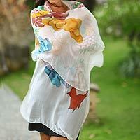 Hand painted silk shawl,