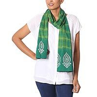 Batik cotton scarf Green Beauty India