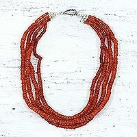 Carnelian strand necklace,