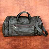 Leather travel bag Brazil in Dark Brown medium Brazil