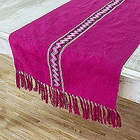 Cotton table runner Jungle Orchid Guatemala