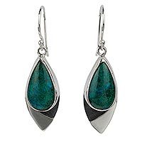 Chrysocolla dangle earrings,