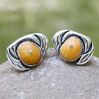 Amber button earrings,