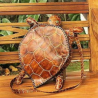 Leather shoulder bag Brown Brazilian Turtle Brazil