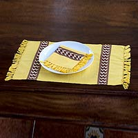 Cotton placemats and napkins Maya Sun set for 4 Guatemala