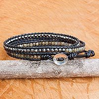 Labradorite and hematite wrap bracelet,