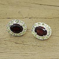Garnet and peridot earrings,