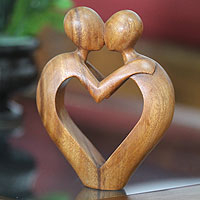 Wood sculpture Sweet Love Indonesia