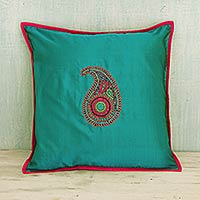 Silk cushion cover Elegant Paisley India