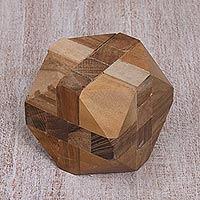 Teakwood puzzle Truncated Cube Indonesia