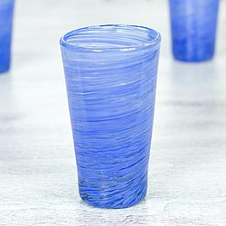 Blown glass highball glasses Cobalt Centrifuge set of 6 Mexico