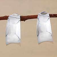 Silver half hoop earrings,