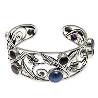Amethyst and pearl cuff bracelet,