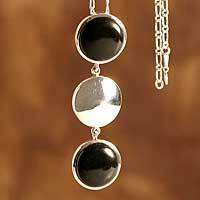 Obsidian pendant necklace,