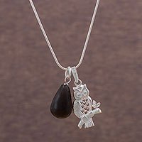 Obsidian pendant necklace,