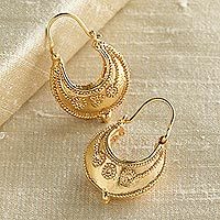 Gold vermeil hoop earrings,
