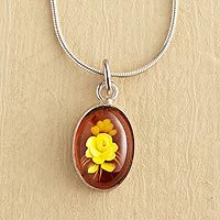 Amber pendant necklace,