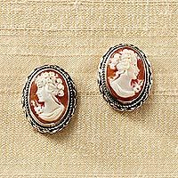Cameo button earrings,