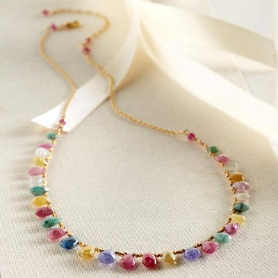 Gold vermeil sapphire necklace, 'Thai Treasure' - Thai Sapphire Necklace