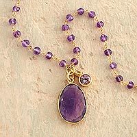 Gold plated amethyst pendant necklace,