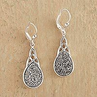Druzy quartz dangle earrings,