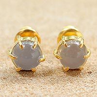Gold plated moonstone stud earrings,