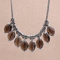 Smoky quartz pendant necklace,